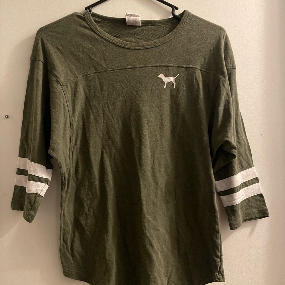 Green mid sleeved PINK shirt from Victoria Secret.